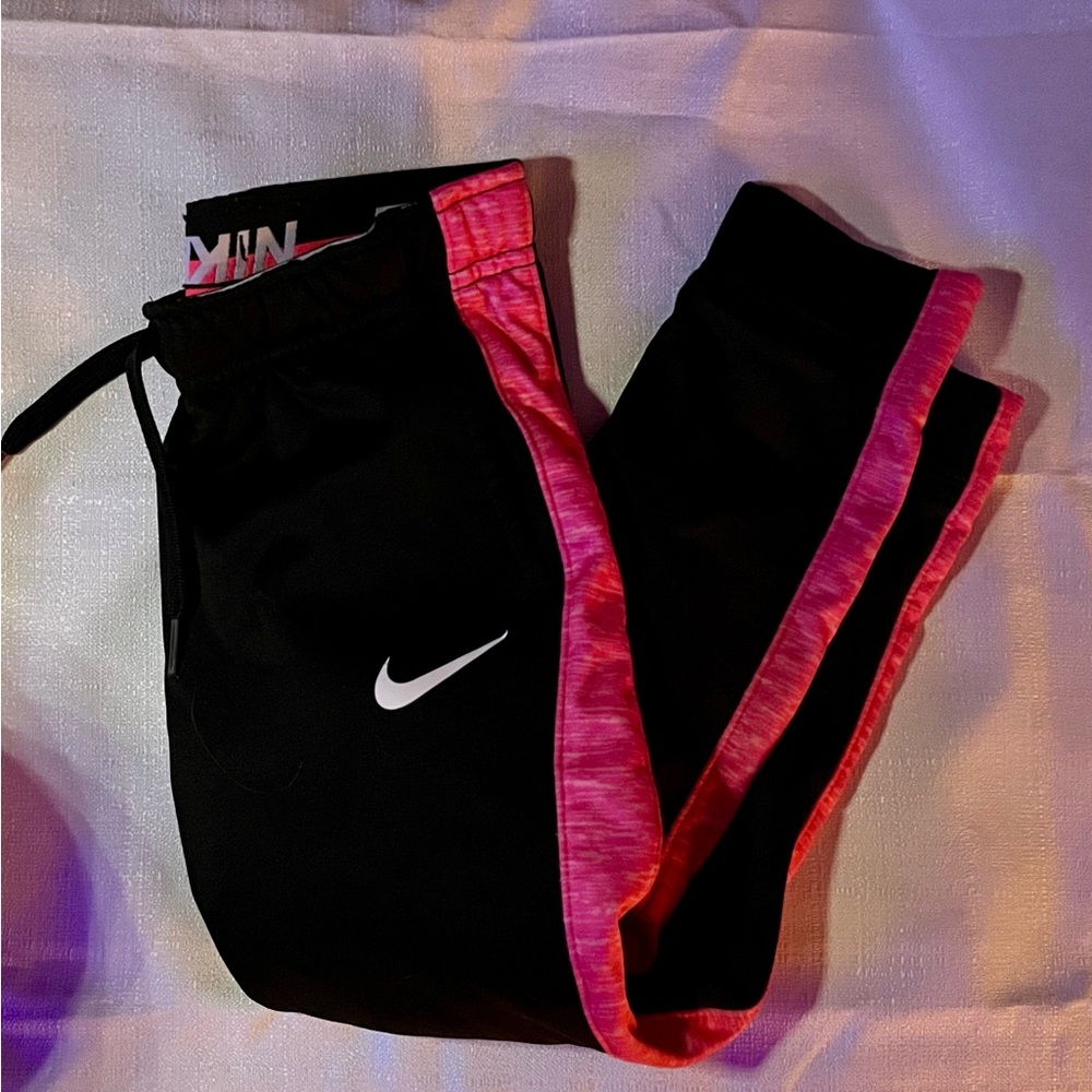 Nike Kids Joggers in Black with Pink Trim